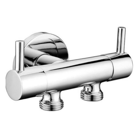 Dvojventil pre napojenie bidetovej sprchy a WC SAT G 1/2 x 3/8 x 3/8 chróm
