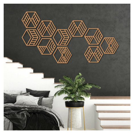 Moderná dekorácia na stenu - Hexagóny (5 ks), Buk
