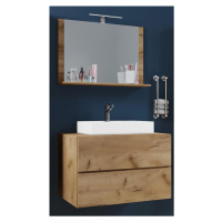 VCM 3dílná umyvadlová skříňka Lendas M 60 cm se zrcadlem, dub medový