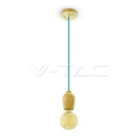 Závesné jednoduché svietidlo Wood E27 modrý kábel  VT-7778 (V-TAC)