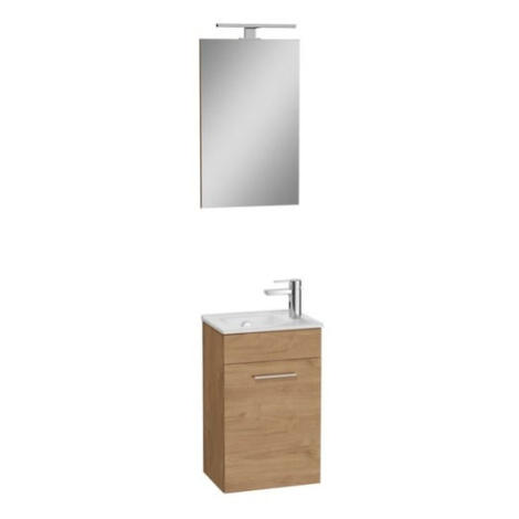 Kúpeľňová zostava s umývadlom, zrkadlom a osvetlením VitrA Mia 39x61x28 cm dub MIASET40D