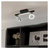 LED stropný spot Cardillio 2 čierny s dvoma krúžkami