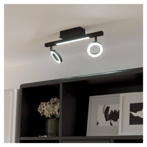 LED stropný spot Cardillio 2 čierny s dvoma krúžkami EGLO