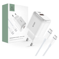 Nabíjačka TECH-PROTECT C20W 2-PORT NETWORK CHARGER PD20W/QC3.0 + TYPE-C CABLE WHITE (94907139303