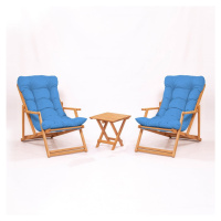 Záhradná lounge súprava z bukového dreva v modro-prírodnej farbe pre 2 – Floriane Garden