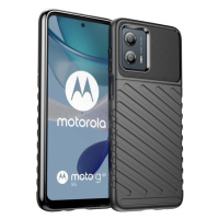 Motorola Moto G53, silikónové puzdro, stredne odolné proti nárazu, vypuklý pruhovaný vzor, čiern