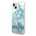 Plastové puzdro Guess na Apple iPhone 14 Plus GUHCP14MLFLSN Flower Liquid Glitter zelené