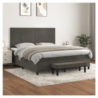 vidaXL Posteľný rám boxspring s matracom tmavosivý 180x200 cm zamat