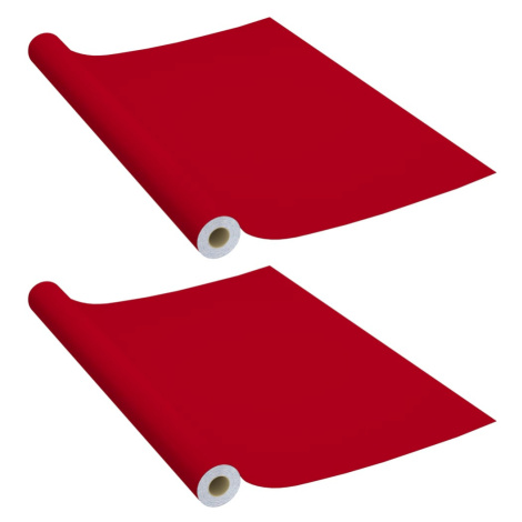 vidaXL Samolepiace tapety na nábytok 2 ks, červené 500x90 cm, PVC