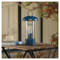 Nabíjacia stolová lampa Lindby Yvette, modrá, IP44, dotykový stmievač