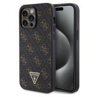 Guess PU Leather 4G Triangle Metal Logo Zadný Kryt pre iPhone 14 Pro Max Black