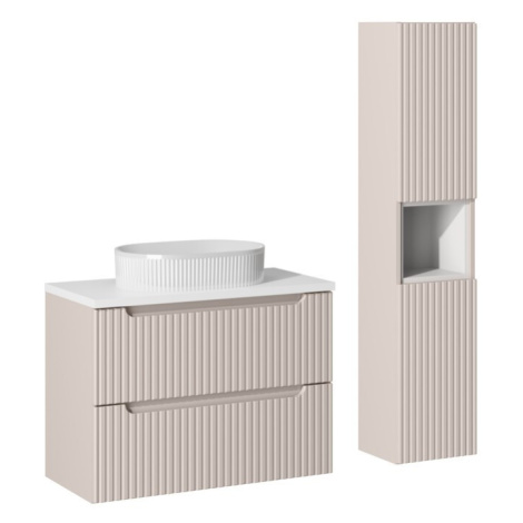 Koupelnová sestava Nova Cashmere 80 cm s umyvadlem, deskou a skříňkami kašmírová Comad