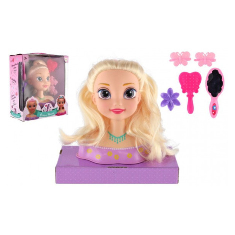 Česacia hlava veľká blond s doplnkami v krabici 22x24x11cm Teddies