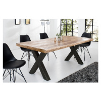 Estila Industriálny masívny jedálenský stôl Steele Craft s čiernymi prekríženými nohami 160cm