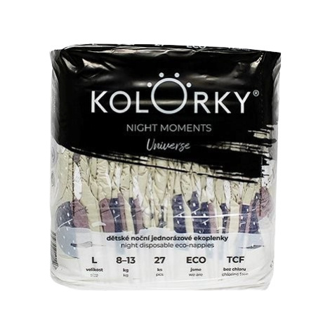 KOLORKY nočné jednorazové ekoplienky Night Moments - Vesmír - L (8-13 kg) 27 ks