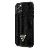 Plastové puzdro Guess na Apple iPhone 11 Pro Max GUHCN65HDGTPK Rhinestones Triangle Metal Logo č