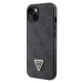 Guess PU 4G Strass Triangle Metal Logo Kryt + Crossbody Popruh iPhone 15 čierny