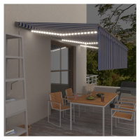 vidaXL Automatická markíza tienidlo&LED&senzor vetra 6x3 m modro-biela