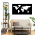 Drevená mapa sveta na stenu - obraz , Čierna