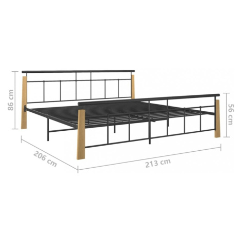 Posteľ kov / masívny dub Dekorhome 200 x 200 cm vidaXL