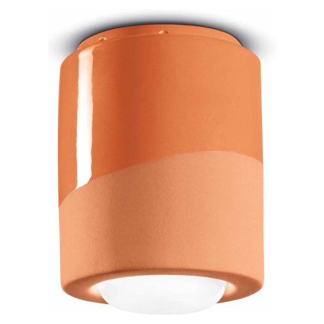 Stropné svietidlo PI, valcové, Ø 12,5 cm oranžové Ferro Luce