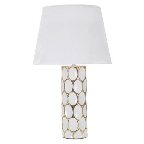 Keramická stolová lampa s textilným tienidlom v bielo-zlatej farbe (výška 56 cm) Glam Carv – Mau Mauro Ferretti