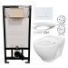 DEANTE Podstavný rám, pre závesné WC misy + SLIM tlačidlo bílé  + WC CERSANIT CLEANON MODUO + SE