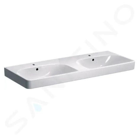 GEBERIT - Smyle Square Dvojumývadlo 1200x480 mm, s prepadom, 2 otvory na batérie, biela 500.223.