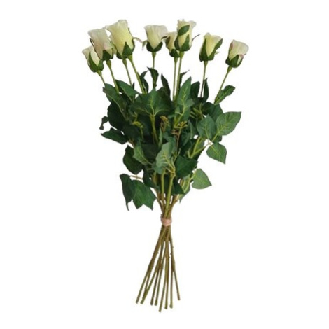 Umelá kvetina púčik Ruža biela, 64 cm, 9 ks