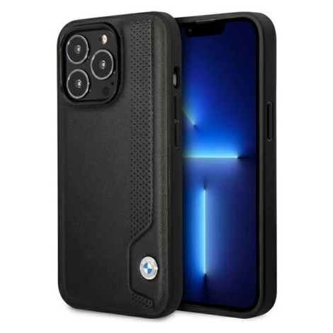 Kryt BMW iPhone 14 Pro 6,1" black hardcase Leather Blue Dots (BMHCP14L22RBDK)