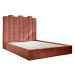 Čalúnená dvojlôžková posteľ s úložným priestorom s roštom 160x200 cm v tehlovej farbe Dreamy Aur