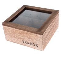 Drevený box na čajové vrecká TEA, 16 x 16 x 8 cm