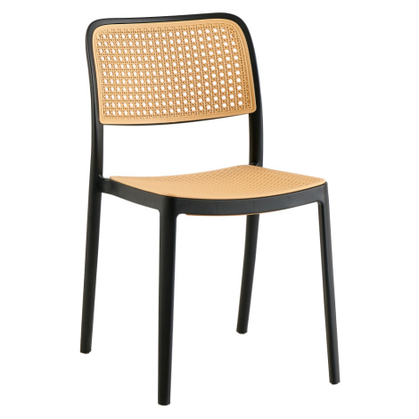 Stohovateľná stolička, čierna/béžová, RAVID TYP 1 Tempo Kondela