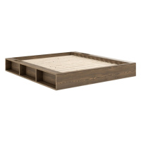 Hnedá dvojlôžková posteľ z borovicového dreva s roštom 160x200 cm Ziggy – Karup Design