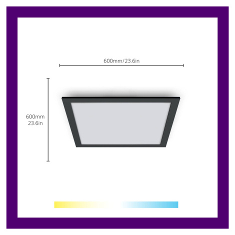 Stropný svetelný panel WiZ LED, čierny, 60x60 cm