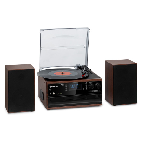 Auna Oakland DAB Plus, retro stereo systém, DAB+/FM, BT funkcia, vinyl, CD prehrávač, kazetový p