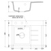 Mexen Ben, 1-komorový granitový drez 600x500x190 mm, ľavý + čierny sifón, čierna-strieborná meta