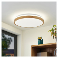 Lindby LED stropné svietidlo Emiva, Ø 49 cm, CCT, drevo