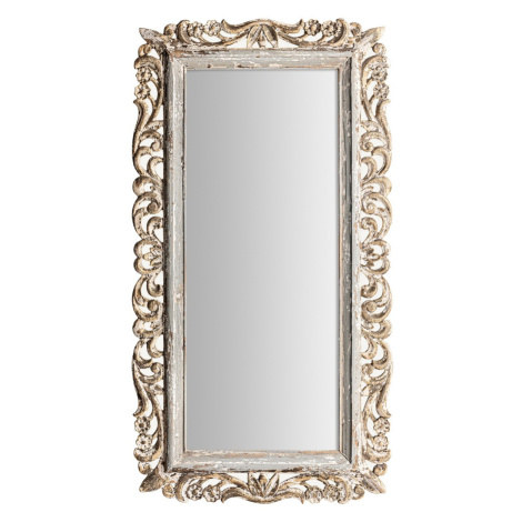 Estila Rustikálne obdĺžnikové nástenné zrkadlo Manilla s kovovým rámom bielo-hnedej farby s vint