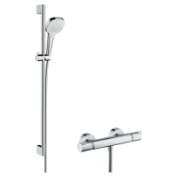 Sprchový systém Hansgrohe Raindance Select E na stěnu s termostatickou batériou biela/chróm 2708