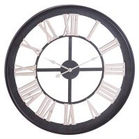 Estila Industriálne okrúhle nástenné hodiny Linarán s čiernym rámom 80cm
