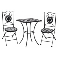 Mozaikový bistro set 3 ks Dekorhome Černá / bílá