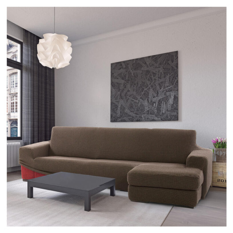 Super strečové poťahy NIAGARA tabaková sedačka s otomanom vpravo (š. 200 - 300 cm) Nueva Textura