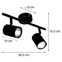 Stropné bodové svetlá Jeana, 2-plameňové, čierna