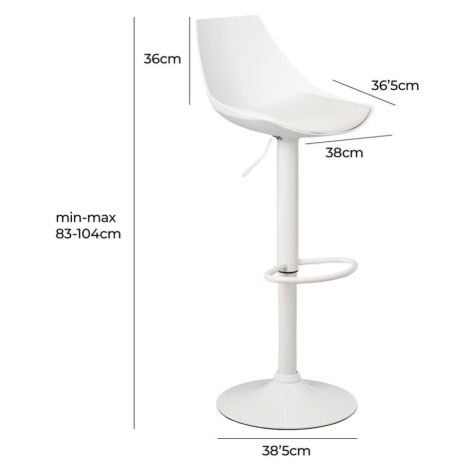 Biele barové stoličky s nastaviteľnou výškou z imitácie kože v súprave 2 ks (výška sedadla 56,5  Casa Selección