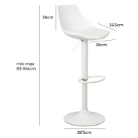 Biele barové stoličky s nastaviteľnou výškou z imitácie kože v súprave 2 ks (výška sedadla 56,5 