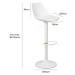 Biele barové stoličky s nastaviteľnou výškou z imitácie kože v súprave 2 ks (výška sedadla 56,5 