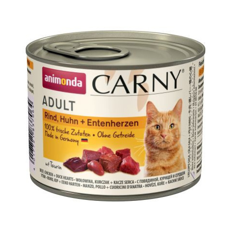 ANIMONDA cat konzerva CARNY hovädzie / kura / kačacie srdce - 400g