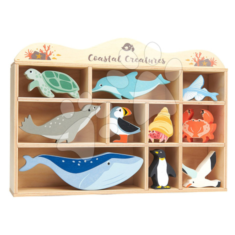 Drevené morské zvieratá na poličke 10 ks Coastal set Tender Leaf Toys