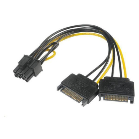 Napájací adaptér AKASA na 6+2pin PCIe (napájanie 2xSATA samec na 6+2pin PCIe samica)